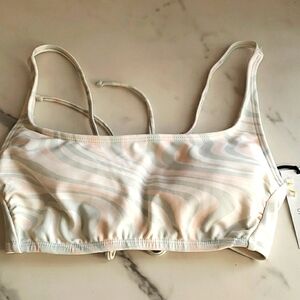 Shade & Shore Wave Bralette with Self Tie  Back in Peach and Gray Size S (4-6) #